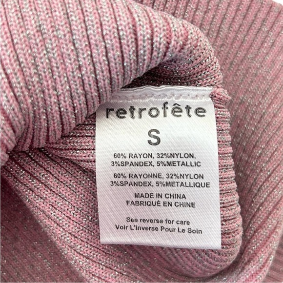 Retrofete Mimi Mini Sweater Dress Size S Light Pink Metallic Bodycon Cocktail - Picture 8 of 8